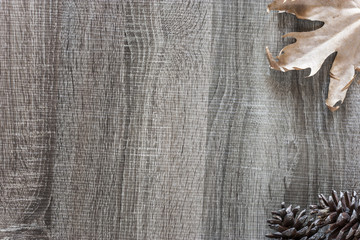 Autumn frame background on a wooden surface