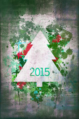 Watercolor christmas tree 2015 greeting card