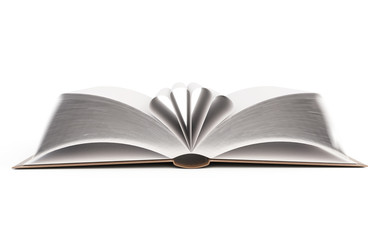 Open book with folded leaves. 3d illustration.