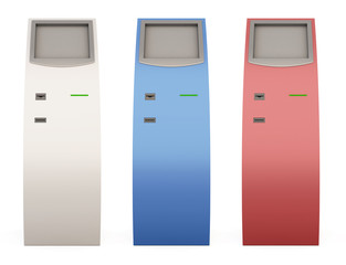 Three payment terminals of different color for your design. 3d.