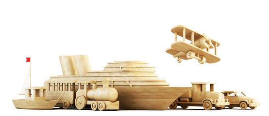 Different modes of transport. Conceptual 3d image.