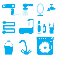 11 icons bathroom blue