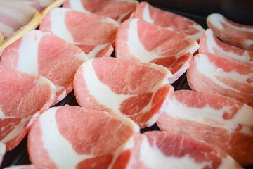 fresh slice pork on plate