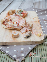 pizza sloppy by children hand