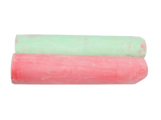 colour chalks, red, green, isolated on white background, with clipping path