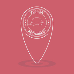 Flat simple map pointer of russian restaurant