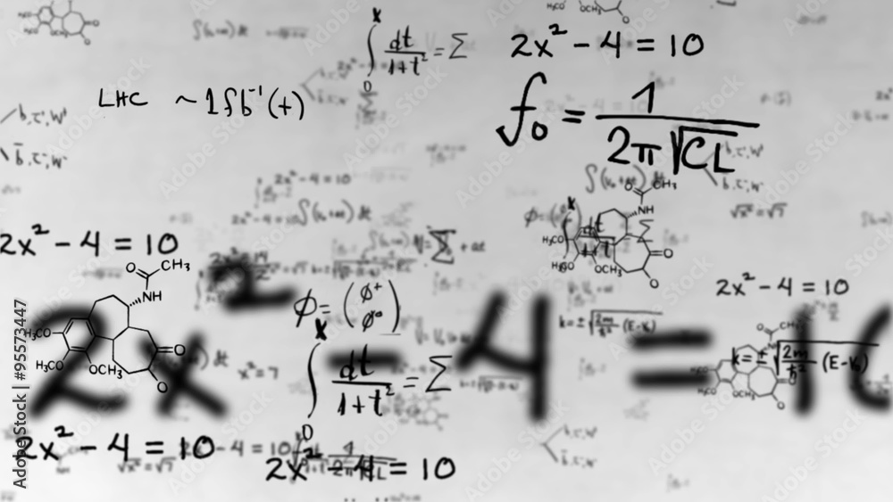 Wall mural formula white business data formula research science symbol abstract animation