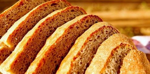 Sliced pieces of rye bread