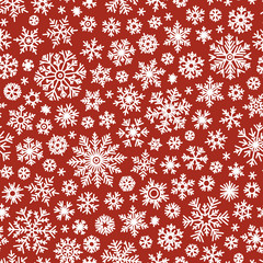 Christmas seamless doodle pattern with snowflakes