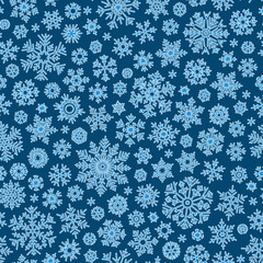 Christmas seamless doodle pattern with snowflakes