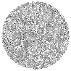 Pattern for coloring book Christmas hand-drawn decorative elemen