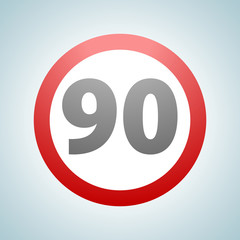 Obraz premium Restricting speed to 90 kilometers per hour traffic sign