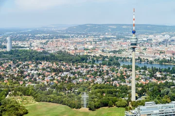 Wandaufkleber Luftaufnahme der Skyline der Stadt Wien © radub85