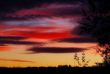 Fototapeta premium autumn sunset landscape