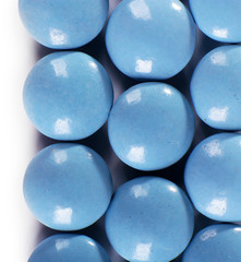 Blue drugs on white background, close up
