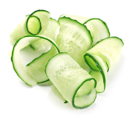 Sliced cucumbers isolated on white