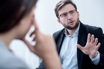 Businessman during psychotherapy session