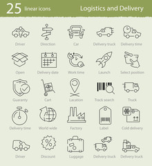 Vector thin line icons for shipping and delivery