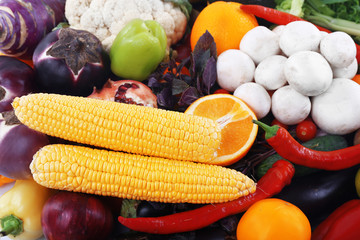 Colourful fruit and vegetable background