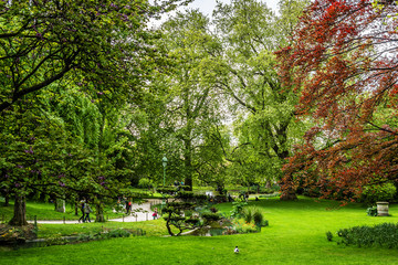 Fototapeta na wymiar Clichy-Batignolles park in Batignolles district. Paris.