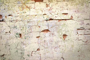 Fototapete Alte schmutzige strukturierte Wand Hintergrund der schmutzigen Backsteinmauer der alten Weinlese mit Peelingputz, Beschaffenheit