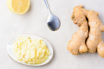 Mixture of grated ginger and lemon