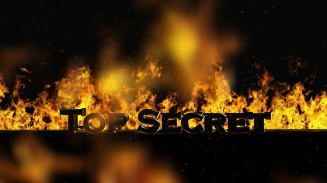 Top secret Fire Flame Burning Secret Word Data Destroy Hot Information Black
