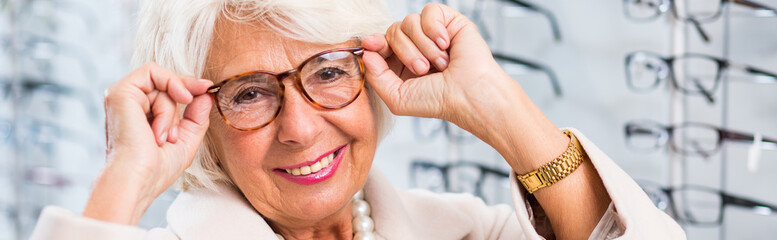 Elegant grandmother in glasses