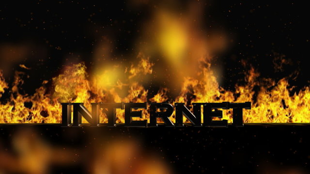 Internet Fire Flame Burning Secret Word Data Destroy Hot Information Black