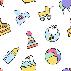 Vector baby seamless pattern for web design or print