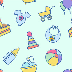 Vector baby seamless pattern for web design or print
