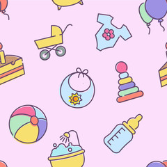 Vector baby seamless pattern for web design or print