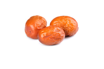 Ripe jujubes isolated on a white