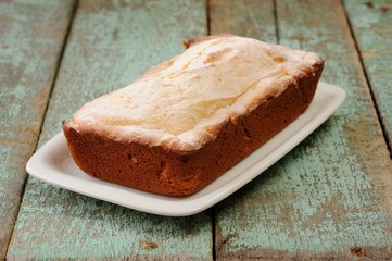 Classic cake on old painted planks