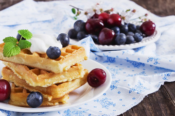 belgian waffles with berries