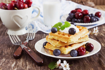 freshly baked sweet waffles