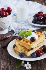 freshly baked sweet waffles