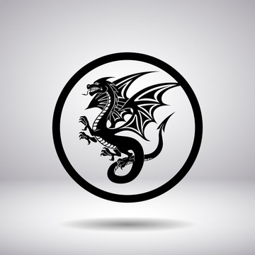 Dragon silhouette in a circle