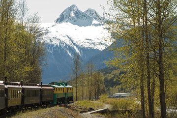 Scenic Railroad on White Pass and Yukon Route in Skagway Alaska