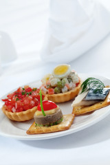 close up view of nice fresh meal on white background 	