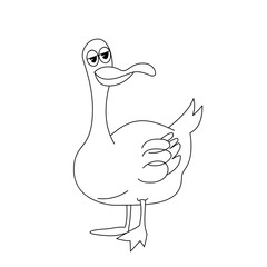 Coloring page outline of funny goose