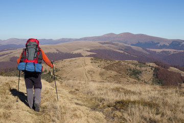 Hiking in Caucasus mountains.