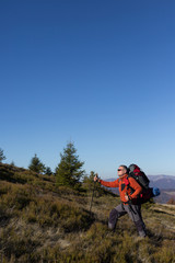 Hiking in Caucasus mountains.