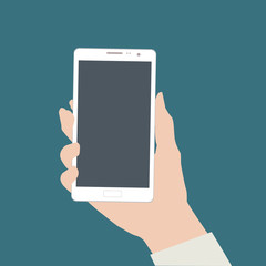 female hand holding a white phone