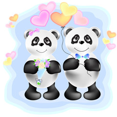Couple of pandas  illustration