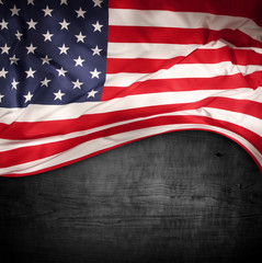 Obraz premium American flag on black wall
