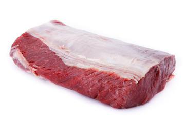 Raw beef meat isolated on white background