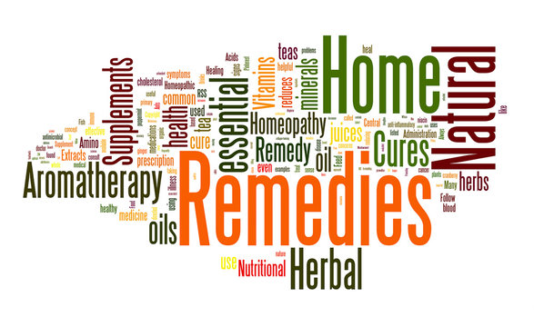 Natural Remedies Word Cloud On White Background