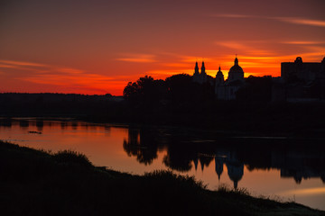 Fototapeta na wymiar silhouettes of old Polatsk (Belarus)