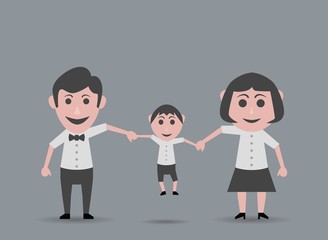 mother and father swinging boy